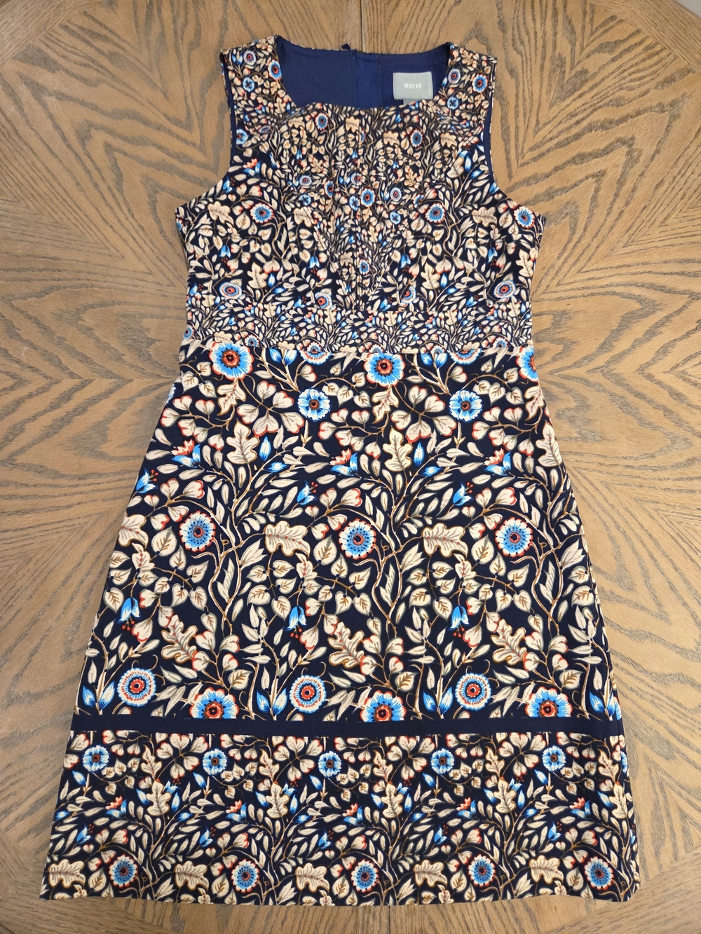 Maeve Anthropologie Dress Women Size 2 Sheath Brindille Floral Boho Casual Navy